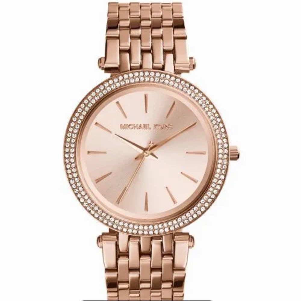 Michael Kors Rose Tone Watch with Crystal Accents
